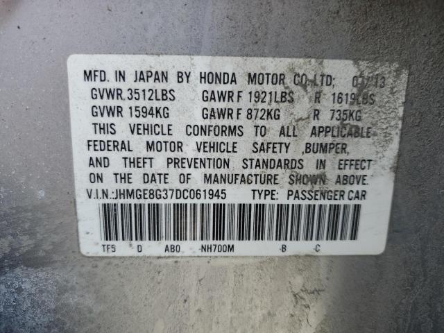 JHMGE8G37DC061945 - 2013 HONDA FIT SILVER photo 12