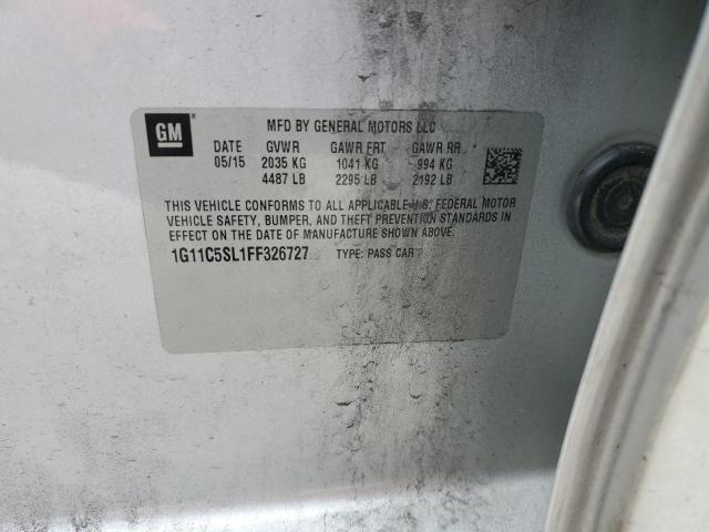 1G11C5SL1FF326727 - 2015 CHEVROLET MALIBU 1LT 银色 照片 13