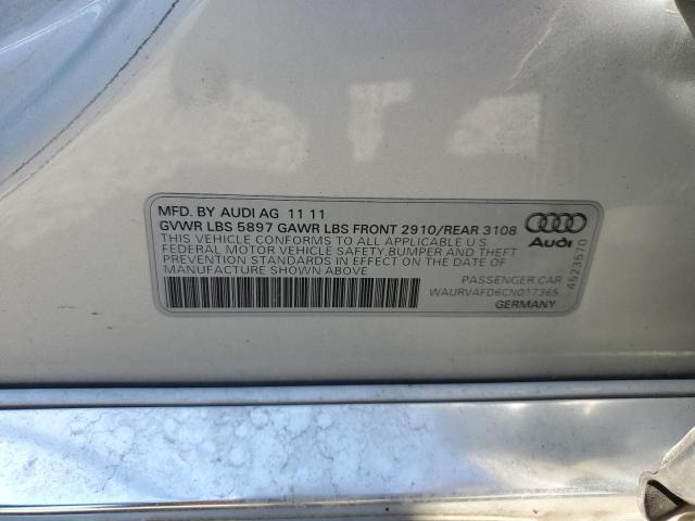 WAURVAFD6CN017365 - 2012 AUDI A8 L QUATTRO SILVER photo 12