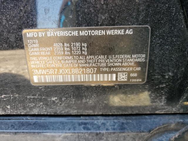 3MW5R7J0XL8B21807 - 2020 BMW 330XI Noir photo 12