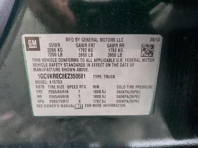 1GCVKREC8EZ350681 - 2014 CHEVROLET SILVERADO K1500 LT GREEN photo 12