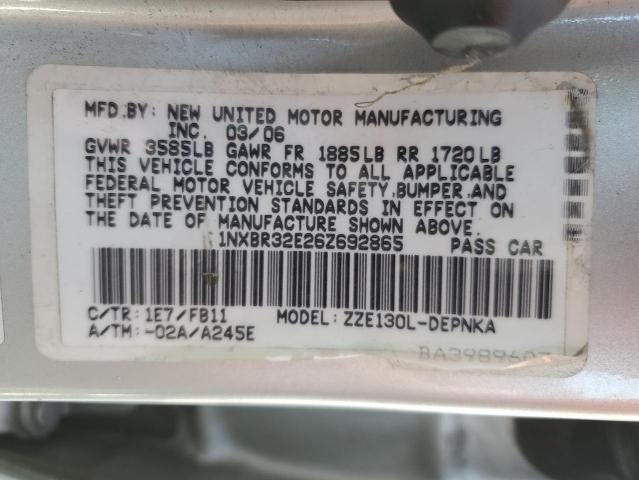 1NXBR32E26Z692865 - 2006 TOYOTA COROLLA CE SILVER photo 12