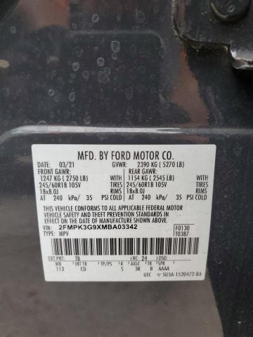 2FMPK3G9XMBA03342 - 2021 FORD EDGE SE BLUE photo 12