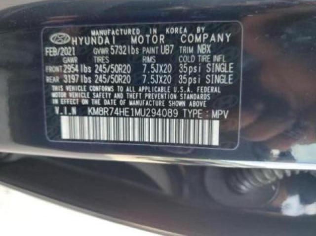 KM8R74HE1MU294089 - 2021 HYUNDAI PALISADE CALLIGRAPHY BLUE photo 10