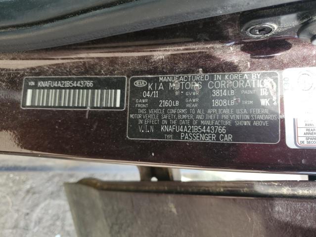 KNAFU4A21B5443766 - 2011 KIA FORTE EX BURGUNDY photo 12