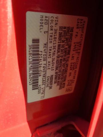 3N1BC13E98L360415 - 2008 NISSAN VERSA S RED photo 12