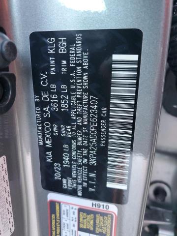 3KPA25AD0PE623407 - 2023 KIA RIO S SILVER photo 12