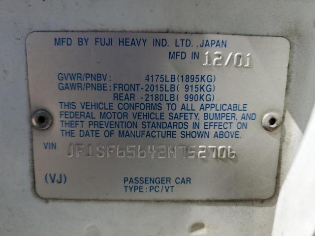 JF1SF65642H752706 - 2002 SUBARU FORESTER S თეთრი ფოტო 13