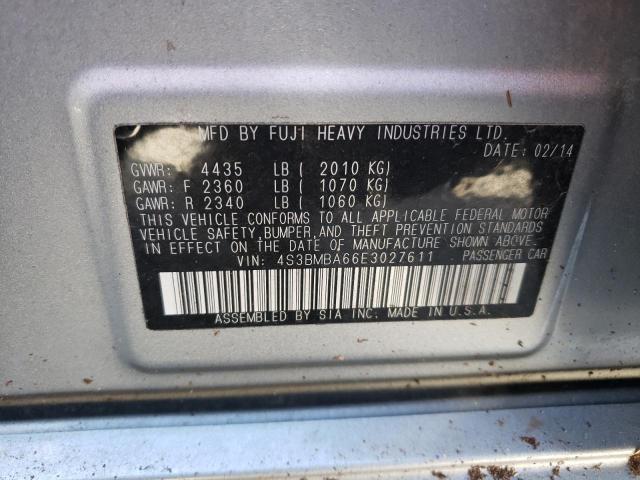 4S3BMBA66E3027611 - 2014 SUBARU LEGACY 2.5I SILVER photo 12