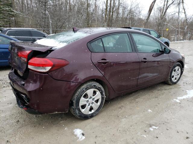 3KPFK4A76HE158207 - 2017 KIA FORTE LX MAROON photo 3