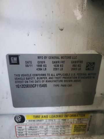 1G1ZC5E03CF115495 - 2012 CHEVROLET MALIBU 1LT 白色 照片 12