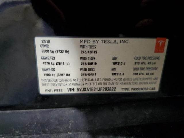 5YJSA1E21JF293822 - 2018 TESLA MODEL S BLACK photo 13