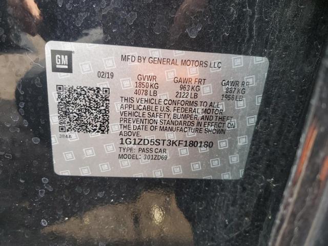 1G1ZD5ST3KF180180 - 2019 CHEVROLET MALIBU LT BLACK photo 12