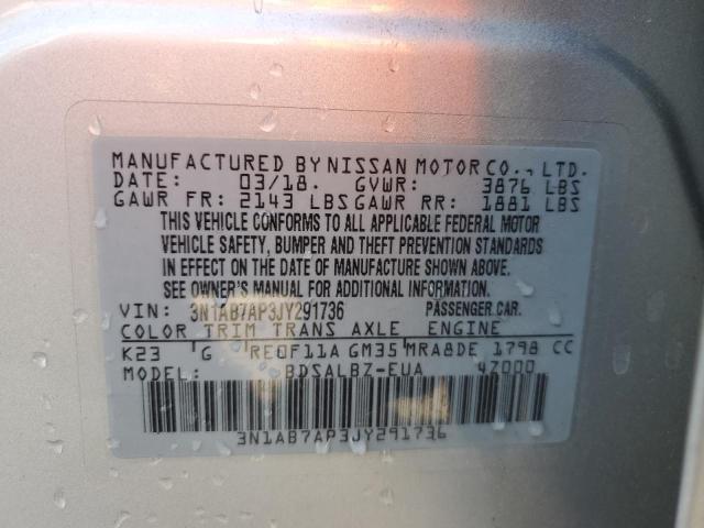 3N1AB7AP3JY291736 - 2018 NISSAN SENTRA S Silber Foto 13