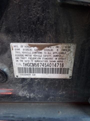 1HGCM56745A014716 - 2005 HONDA ACCORD EX BLACK photo 12