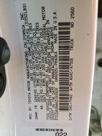 5TEJU62N46Z193928 - 2006 TOYOTA TACOMA DOUBLE CAB PRERUNNER WHITE photo 12