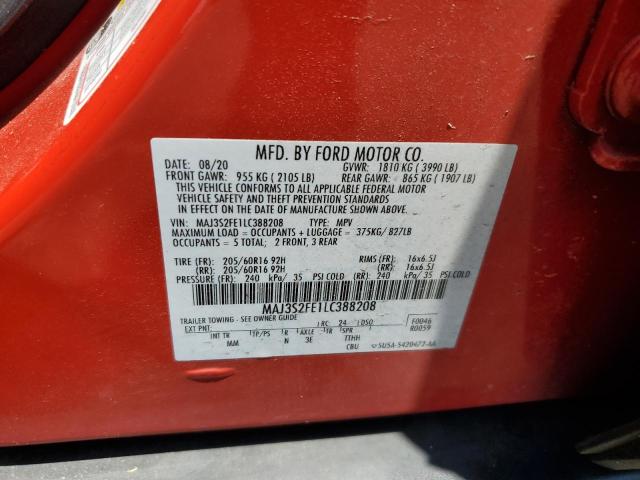 MAJ3S2FE1LC388208 - 2020 FORD ECOSPORT S წითელი ფოტო 13