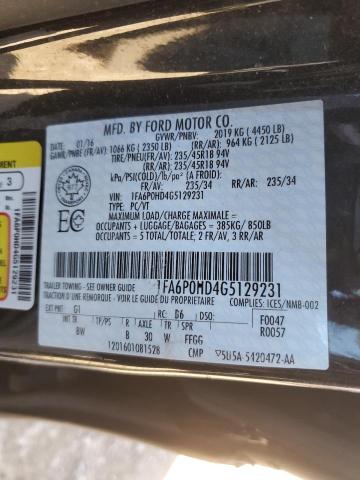 1FA6P0HD4G5129231 - 2016 FORD FUSION SE BLACK photo 12