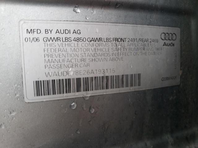 WAUDF78E26A193115 - 2006 AUDI A4 2.0T QUATTRO SILVER photo 12