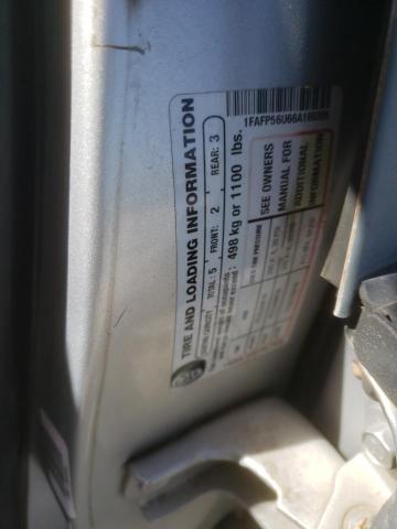 1FAFP56U66A169395 - 2006 FORD TAURUS SEL SILVER photo 12