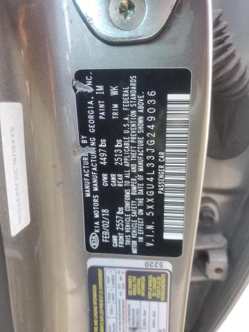 5XXGU4L33JG249036 - 2018 KIA OPTIMA EX GRAY photo 12