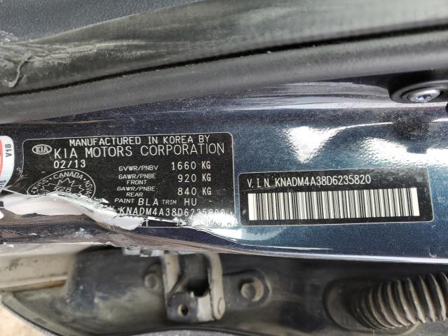 KNADM4A38D6235820 - 2013 KIA RIO LX BLUE photo 12