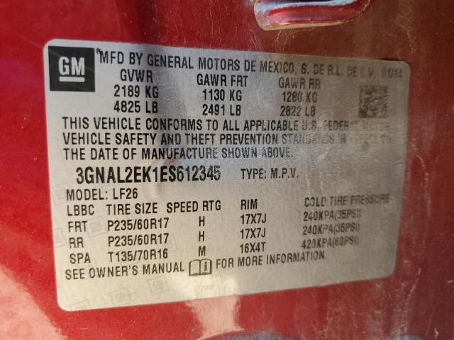 3GNAL2EK1ES612345 - 2014 CHEVROLET CAPTIVA LS 红色 照片 13