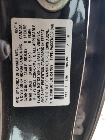 2HGFB2F53EH517929 - 2014 HONDA CIVIC LX BLACK photo 12