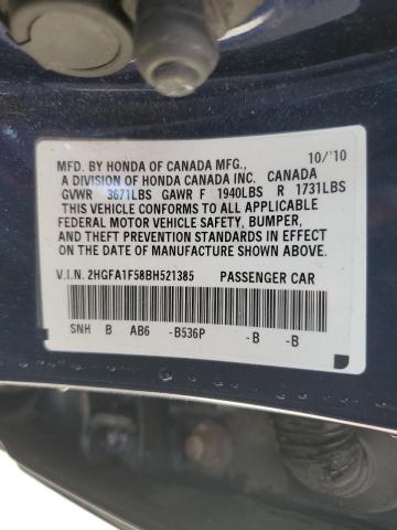 2HGFA1F58BH521385 - 2011 HONDA CIVIC LX Mavi foto 12