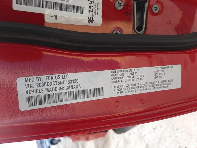 2C3CDXCT5NH133120 - 2022 DODGE CHARGER R/T RED photo 12