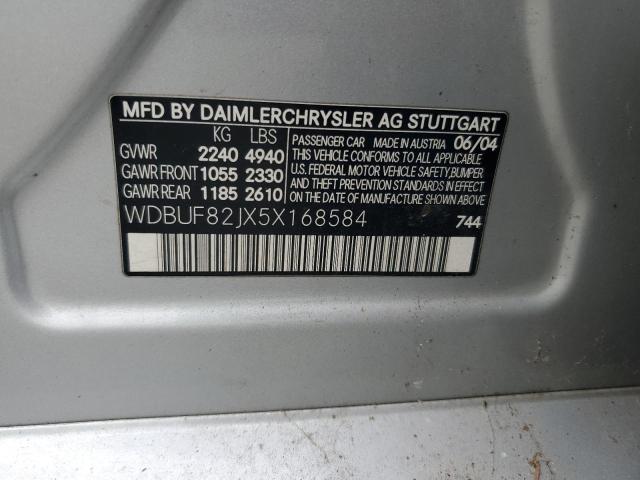 WDBUF82JX5X168584 - 2005 MERCEDES-BENZ E 320 4MATIC SILVER photo 12