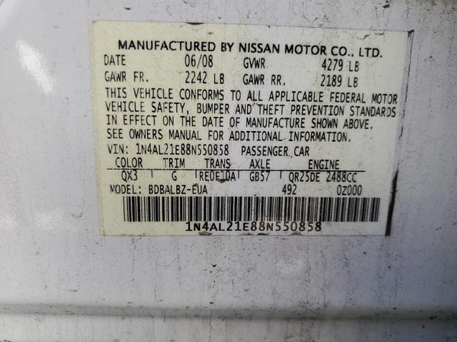 1N4AL21E88N550858 - 2008 NISSAN ALTIMA 2.5 WHITE photo 13