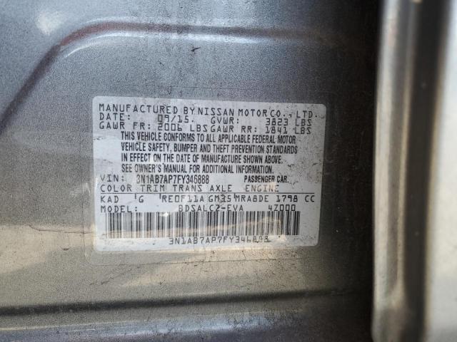 3N1AB7AP7FY346888 - 2015 NISSAN SENTRA S GRAY photo 12