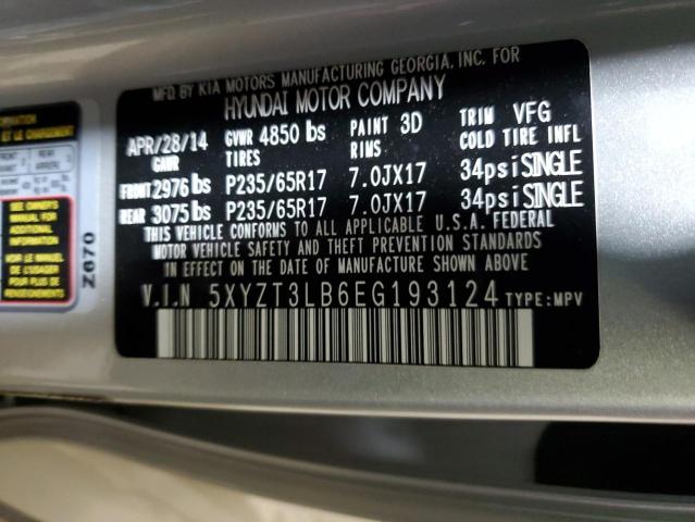 5XYZT3LB6EG193124 - 2014 HYUNDAI SANTA FE S SILVER photo 13