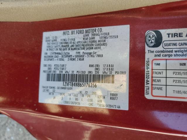 1ZVFT84N865176356 - 2006 FORD MUSTANG RED photo 12