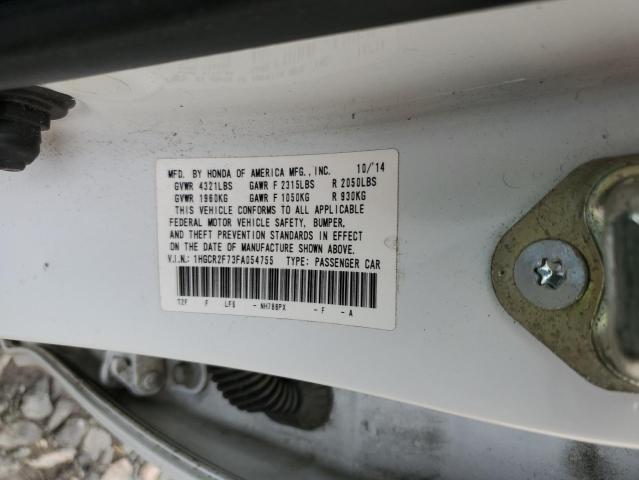 1HGCR2F73FA054755 - 2015 HONDA ACCORD EX WHITE photo 12