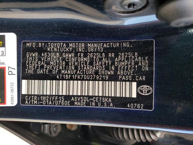 4T1BF1FK7DU279219 - 2013 TOYOTA CAMRY L BLUE photo 12