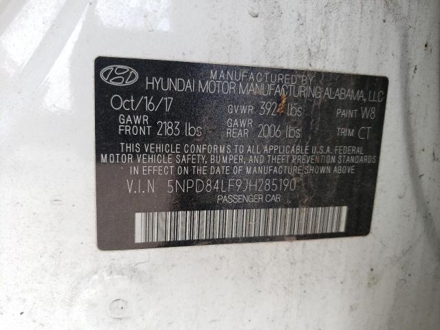 5NPD84LF9JH285190 - 2018 HYUNDAI ELANTRA SEL WHITE photo 13