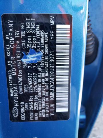 KM8J2CA41KU913021 - 2019 HYUNDAI TUCSON SE BLUE photo 12