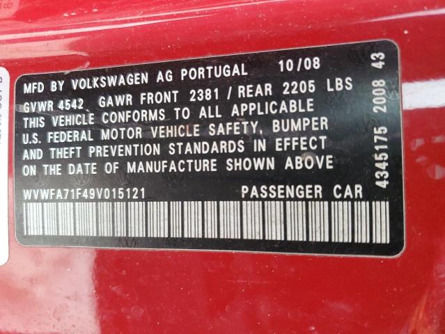 WVWFA71F49V015121 - 2009 VOLKSWAGEN EOS LUX 红色 照片 12