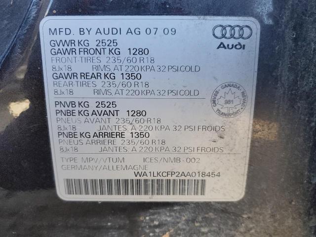 WA1LKCFP2AA018454 - 2010 AUDI Q5 PREMIUM PLUS GRAY photo 13