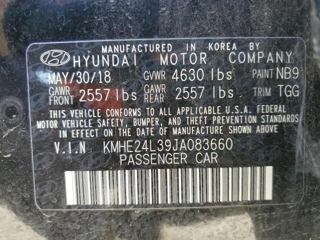 KMHE24L39JA083660 - 2018 HYUNDAI SONATA HYBRID BLACK photo 12