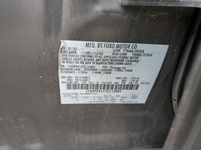 1FAHP24177G153883 - 2007 FORD FIVE HUNDR SEL GRAY photo 12