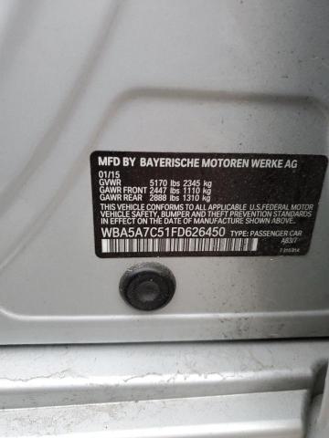 WBA5A7C51FD626450 - 2015 BMW 528 XI SILVER photo 12