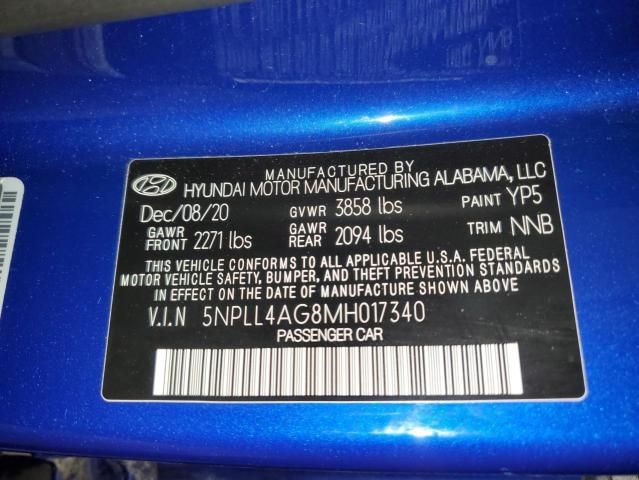 5NPLL4AG8MH017340 - 2021 HYUNDAI ELANTRA SE BLUE photo 12