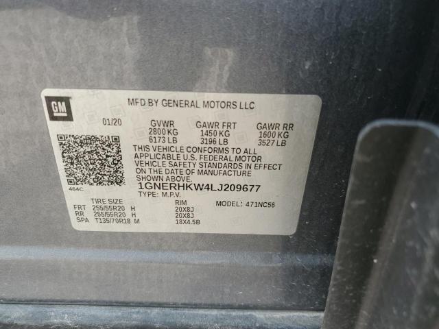 1GNERHKW4LJ209677 - 2020 CHEVROLET TRAVERSE LT GRAY photo 13