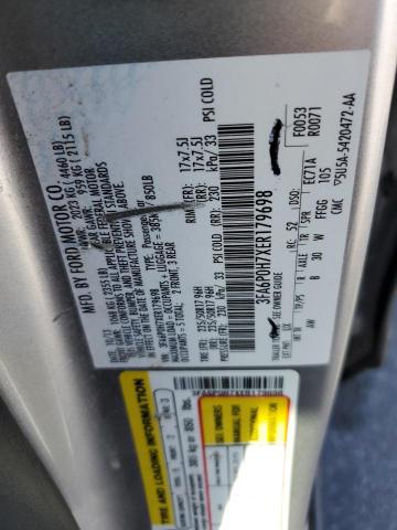 3FA6P0H7XER179698 - 2014 FORD FUSION SE SILVER photo 12