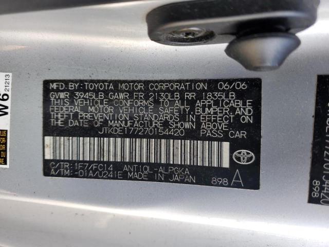 JTKDE177270154420 - 2007 TOYOTA SCION TC ვერცხლისფერი ფოტო 12