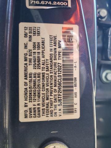 5J6TF2H56CL012027 - 2012 HONDA CROSSTOUR EXL გრაფიტი ფოტო 12