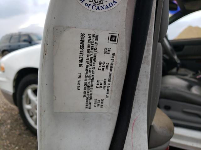 2G4WF5514Y1279116 - 2000 BUICK REGAL GS Ақ фото 12